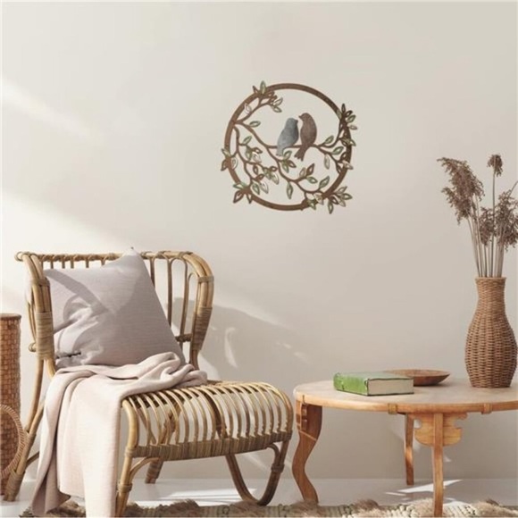 Ferraycle Metal Wall Art Bird on Tree Branch Bird Wall Silhouette Bird Wall Art - Picture 5 of 6